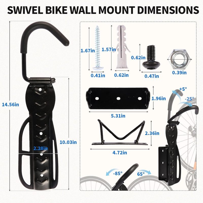 Swivel Bike Wall Mount Rack 66 - Cycling Gear Wall Hanger 评论和价格