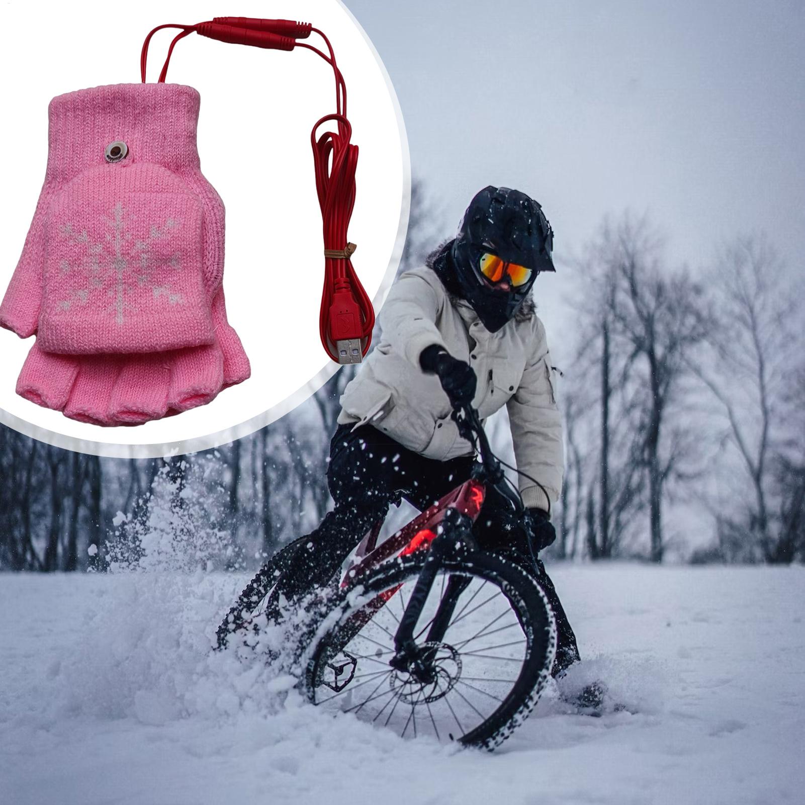 Heated Gloves Fingerless USB H - Cycling Gear For Cold Weather 评论和价格
