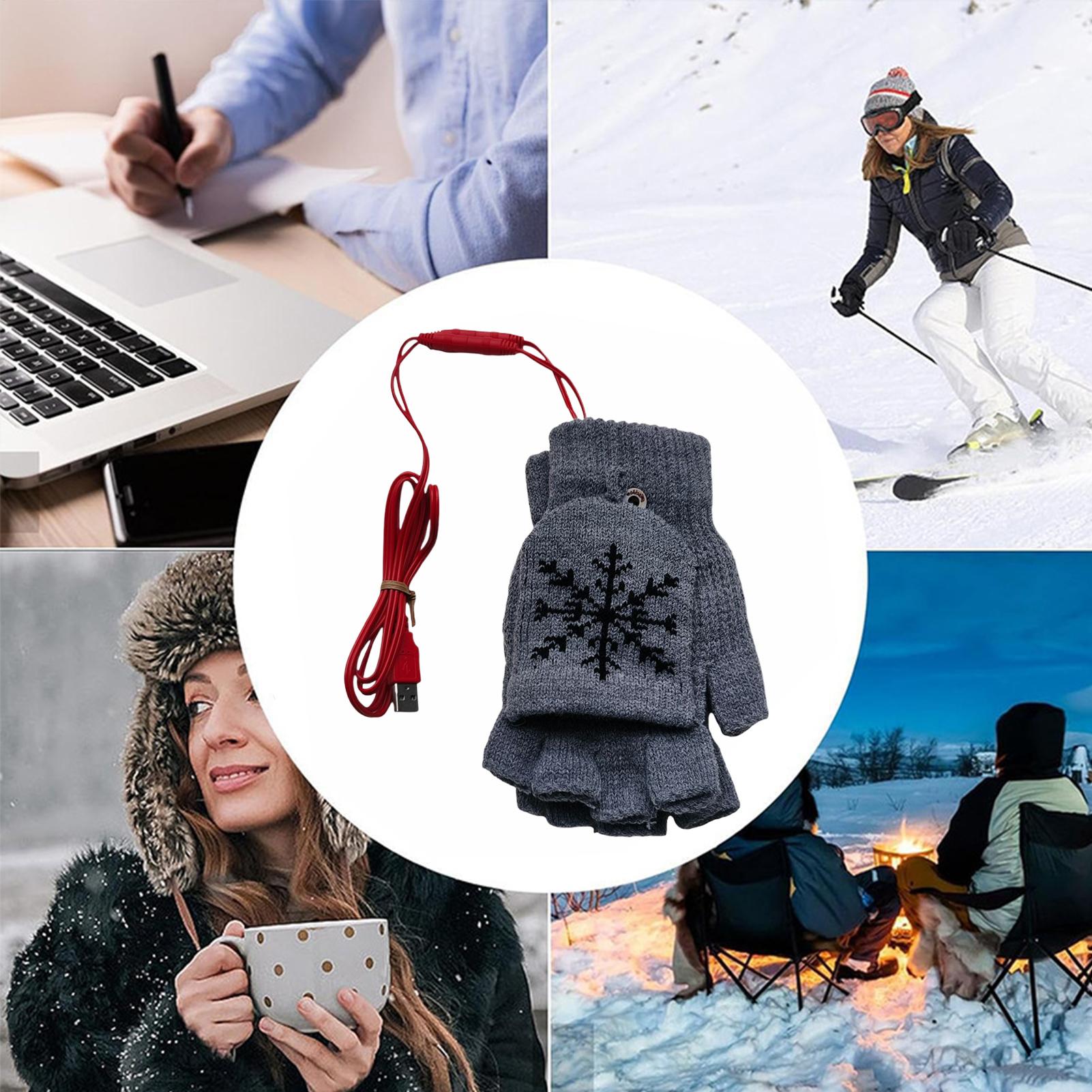 Heated Gloves Fingerless USB H - Cycling Gear For Cold Weather 评论和价格